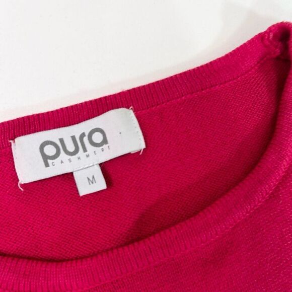 Pura Cashmere Sweater Womens Medium Red White Stripes Knitted Pullover - Picture 2 of 9